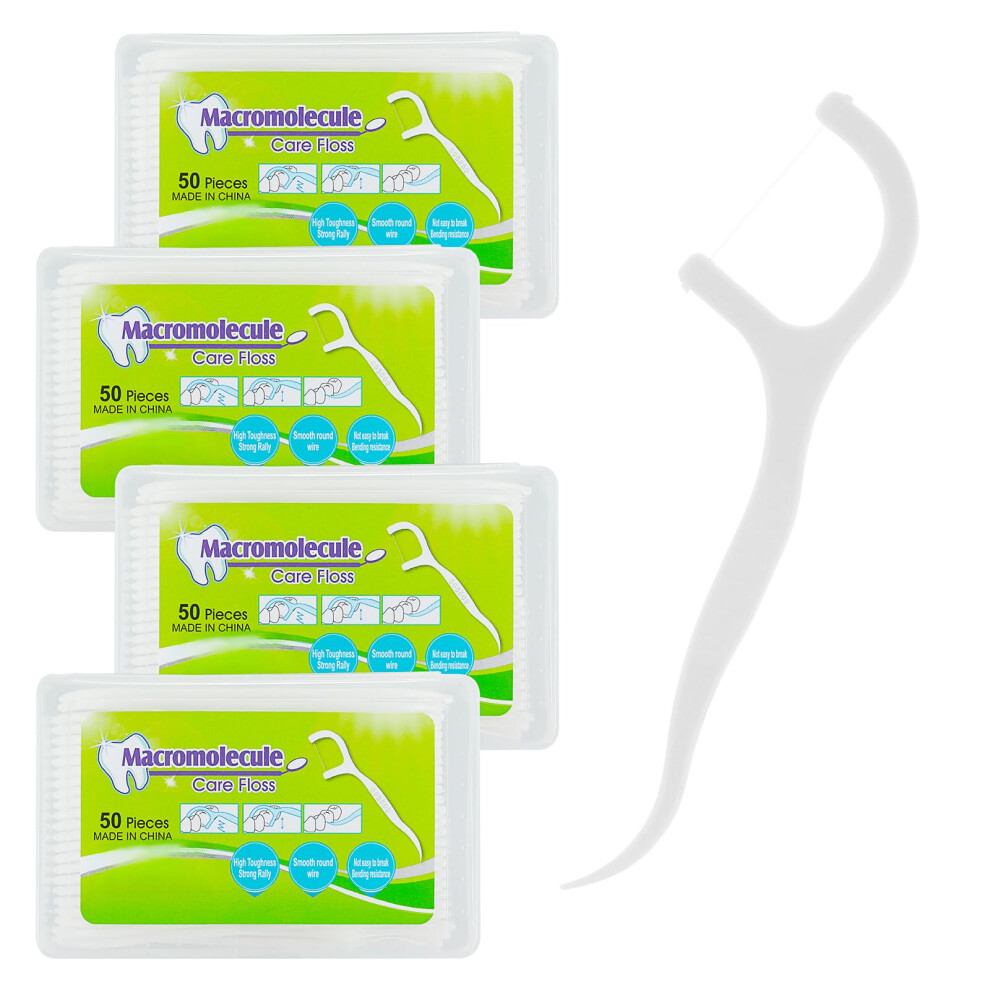 Professional Dental Floss Picks 200 Count with Case, âTensile Floss and Toothpick Tip for Travel and Family Use