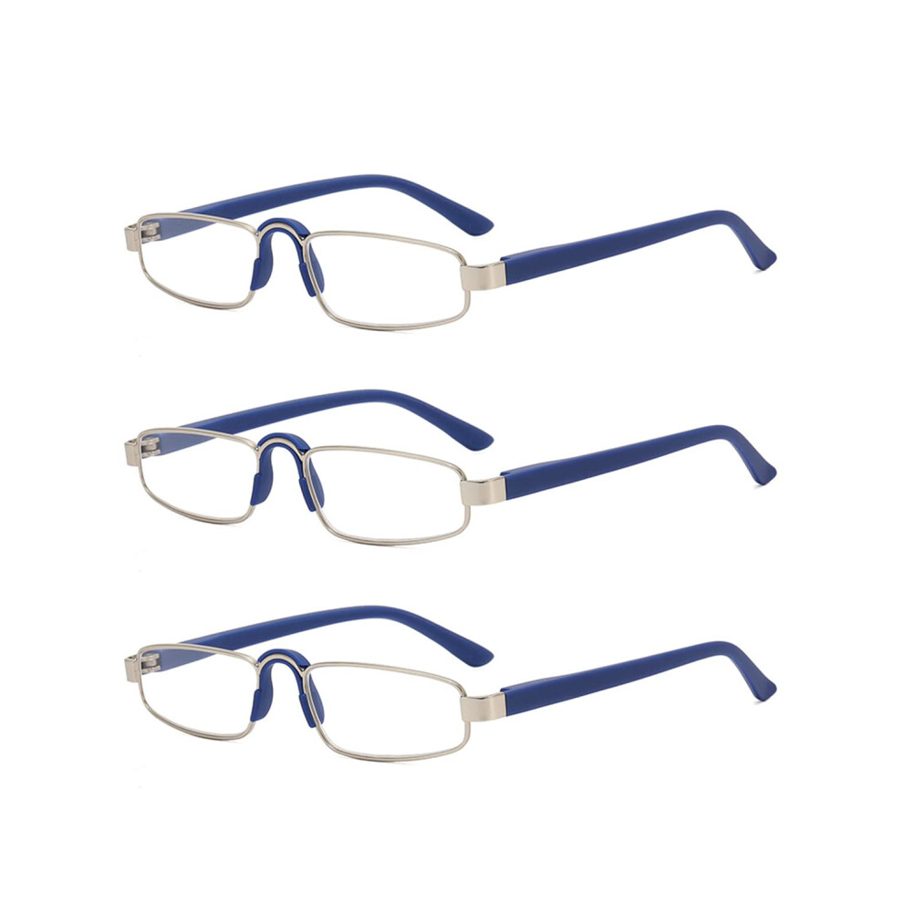 Blue/Light Tetaise 3Pack Reading Glasses For Men,Ultra Anti Reading Glasses,Flexible Computer Reader Anti Eye Strain