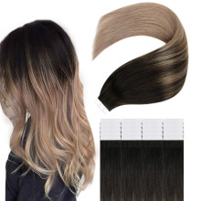 Tape in Human Hair Extensions 18 Inch Ombre Remy Natural Volume Boost Reusable Heat Style 20pcs
