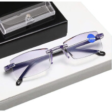 Progressive Reading Glasses Anti Blue Light Bifocal White Frame Sapphire Lens for Distance and Near Vision