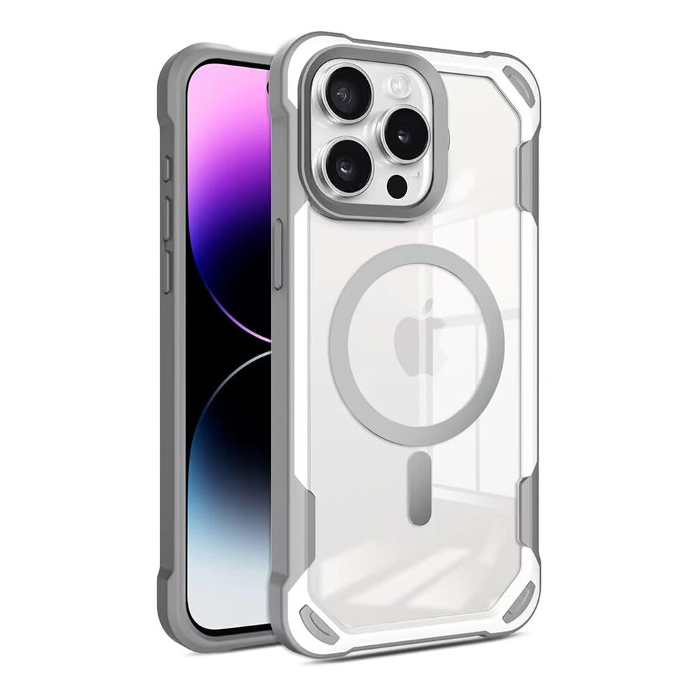 Clear Dualcolor Bumper Military Grade Drop Protection Reinforced Corners Case For Magsafe Iphone 14 Pro Gray 9771547517238