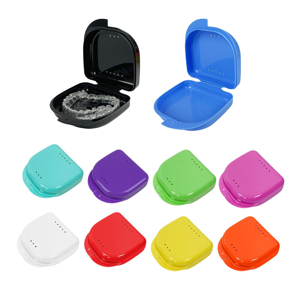 10 Pack Retainer Case with Vent Holes, Multicolor Dental Retainer Box for Aligner Mouth Guard Denture
