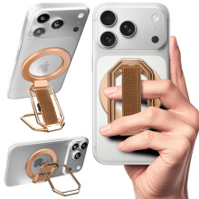 Phone Ring Holder Rose Gold Compatible with MagSafe with 360 Adjustable Kickstand, Strong Magnetic Lock, Wireless Charging Compatible