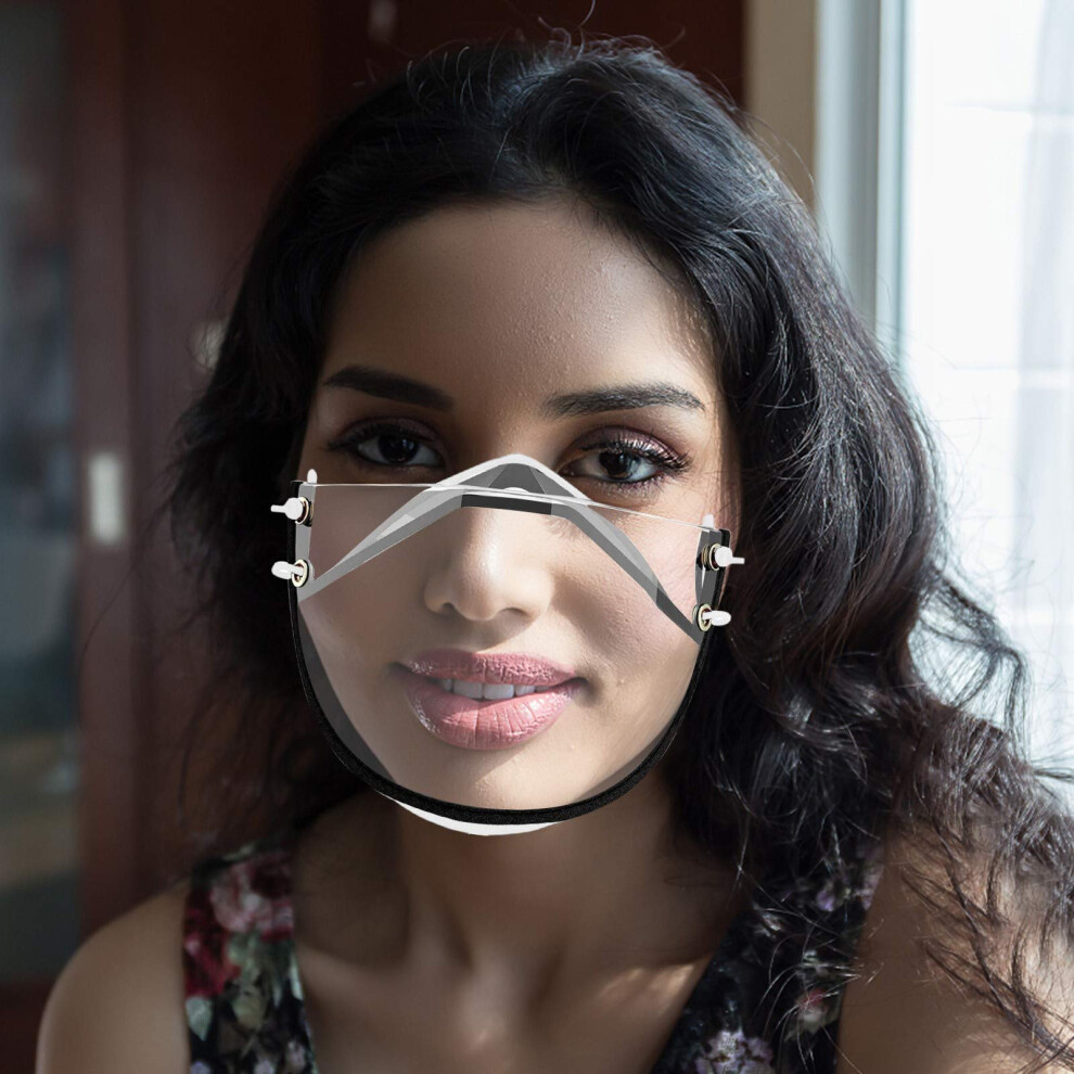 Reusable Transparent Face Mask With Clear Visibility Design, Antifog Waterproof Face Shield For Adults 9073542624738