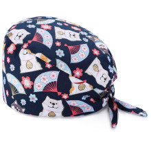 Scrub Cap with Sweatband and Satin Lining, Adjustable Cotton Bouffant Hat for Healthcare Workers