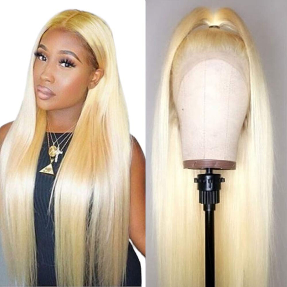 Unisex 613 Blonde Body Wave Lace Front Wig Human Hair Pre Plucked 13X1 Brazilian Virgin Wig 12 Inch