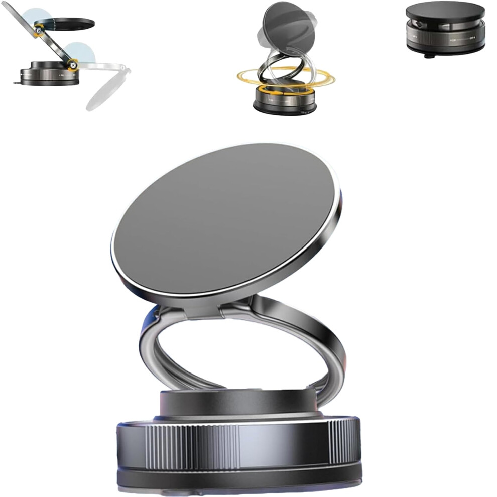Magnetic Phone Holder For Car With Vacuum Suction Cup, 360 Adjustable Foldable Mount, Universal Black 9092120140057