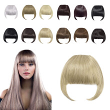 Clip in Bangs with Temples Synthetic Ash Blonde Mix Fringe Extensions Heat Resistant Hairpiece