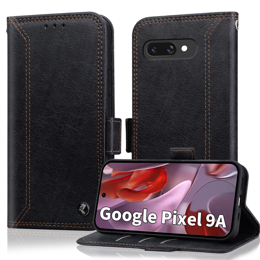 Wallet Case Rfid Blocking Pu Leather Flip Cover With Kickstand Business Protection For Google Pixel 9A Black 9092120140293