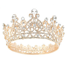 Gold Crystal Bridal Tiara Crown with Sparkling Rhinestones and Secure Pin for Wedding or Pageant