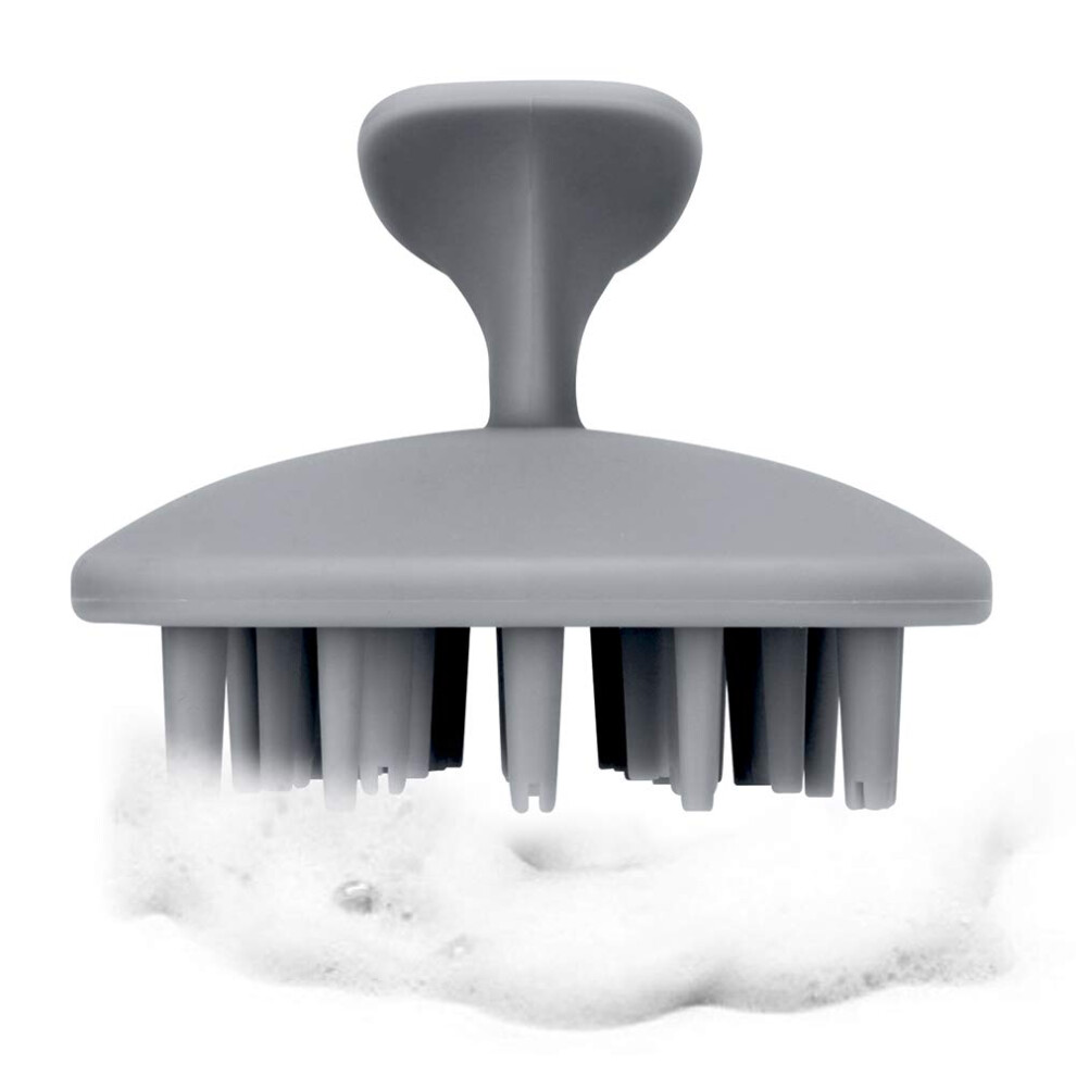 Gray Scalp Massager Shampoo Brush With Soft Silicone Bristles For Wet Dry Hair And Dandruff Removal