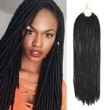 7 Packs 18 Inch Soft Goddess Faux Locs Crochet Hair Extensions Lightweight Synthetic Braids 1B