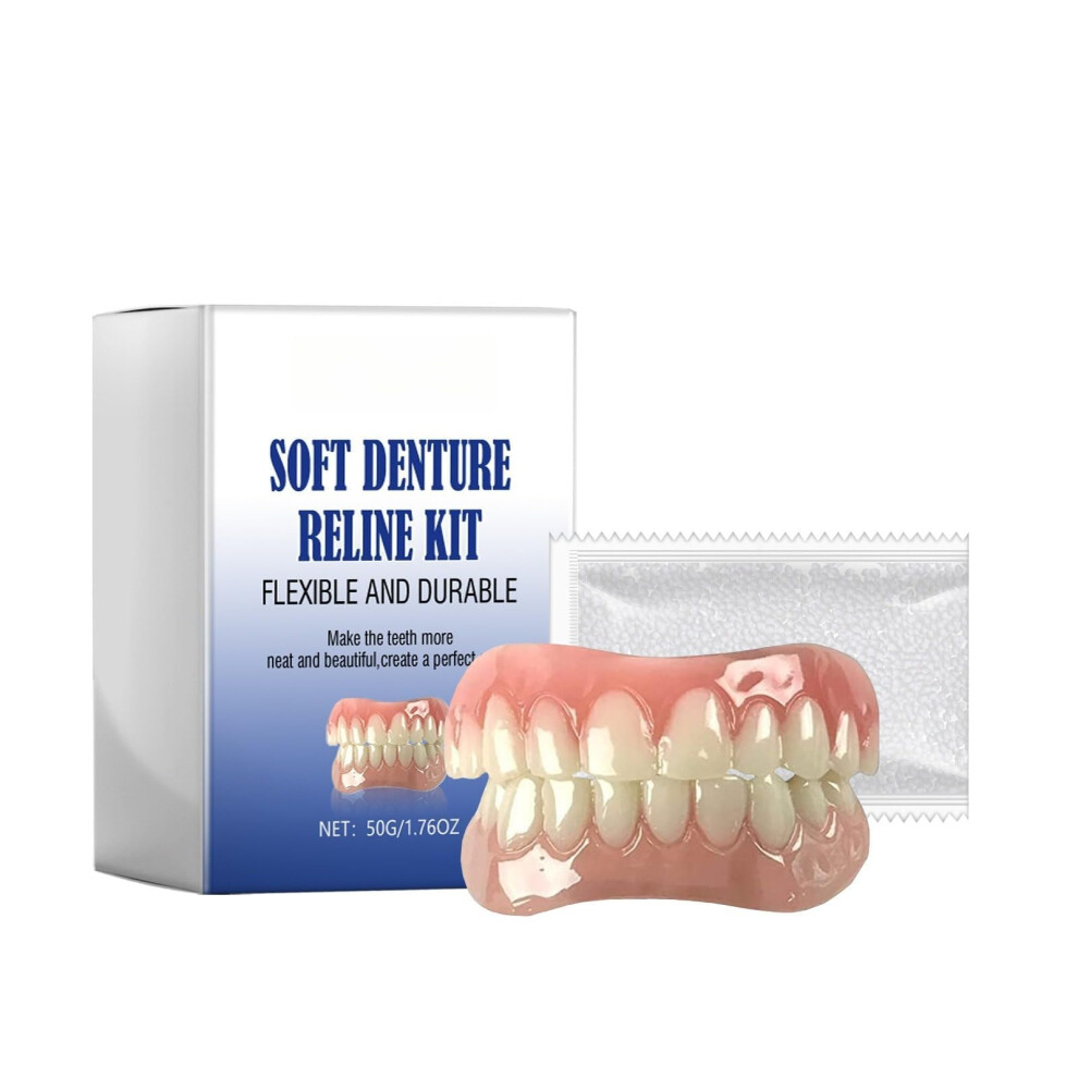 Fake Teeth Denture Veneers Kit for Women and Men, Instant Smile Enhancement, Custom Moldable Upper and Lower Set