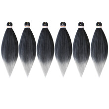 Pre Stretched Braiding Hair 20 Inches Yaki Texture Synthetic Hair Extensions 6 Packs T1B/Silver
