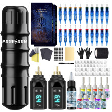 Tattoo Pen Kit with 2 Batteries, 11 Inks, 20 Needles, Wireless Tattoo Machine for Beginners and Artists
