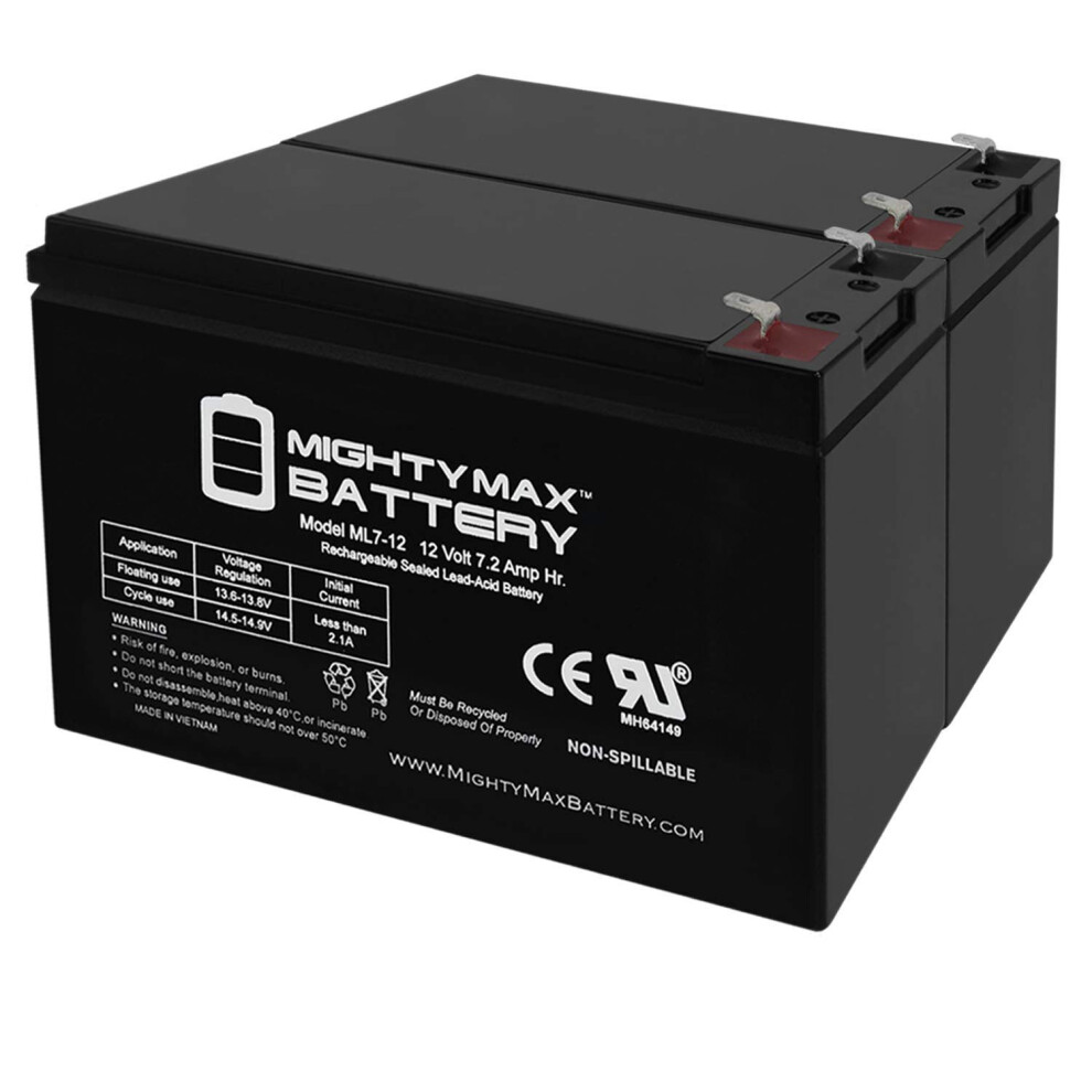 12V 7Ah Sealed Lead Acid Battery Rechargeable Sla Dual Pack For Johnlite 2933Rl, Reliable Backup Power 9092120337884