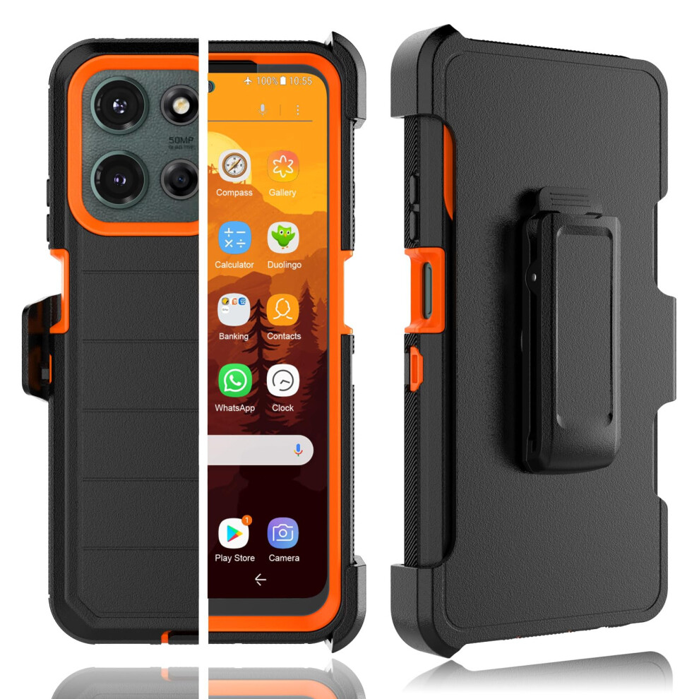 Case Military Grade Full Body Rugged Cover With Screen Protector Kickstand Holster For Motorola Moto G 5G 2025 Orange 9092120140576