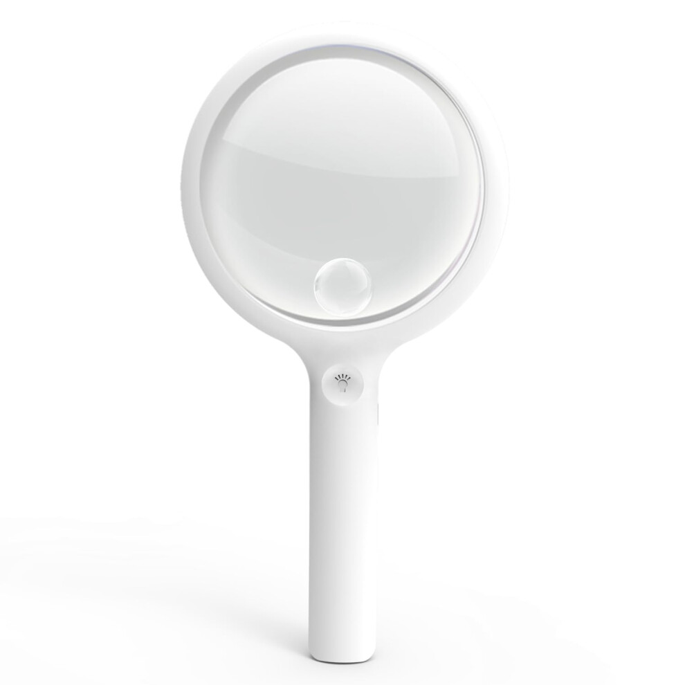 Lighted Magnifying Glass with 3X 6X Dual Lenses, Rechargeable LED Handheld Magnifier for Reading and Crafts