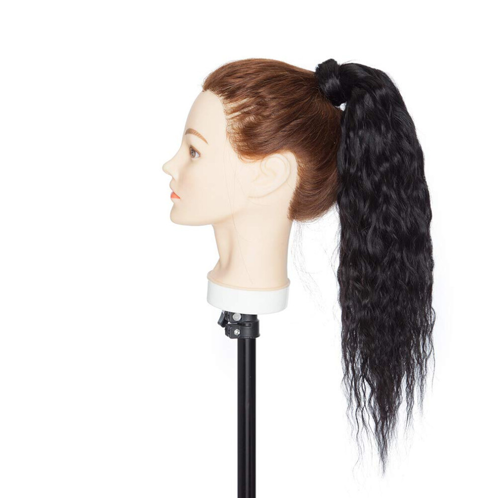 Unisex Black 18 Inch Wrap Around Remy Human Hair Ponytail Extension Jet Natural Volume Boost Clip In