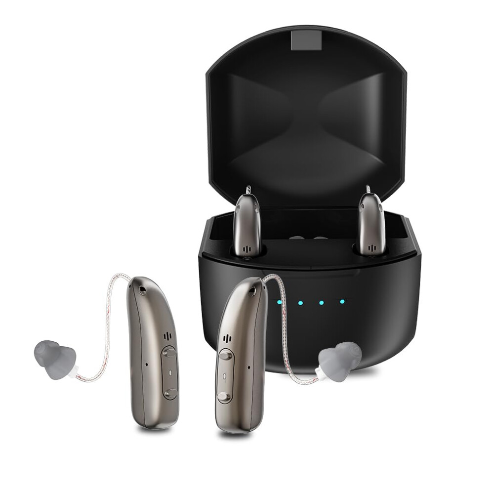Rechargeable BehindtheEar Hearing Aids for Seniors, App Control, 4 Sound Modes, Nearly Invisible