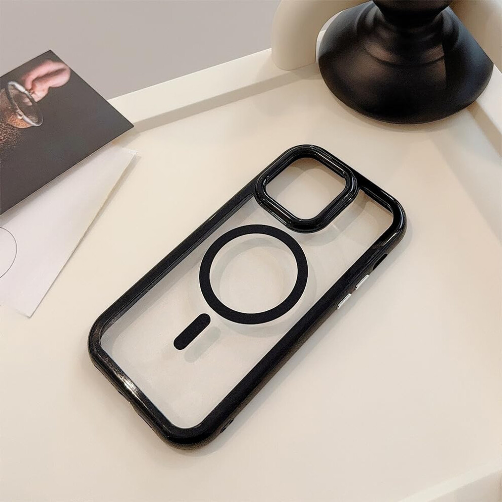 Case For Iphone 16 Pro Max Magsafe Clear Magnetic Shockproof Acrylic With 10Ft Drop Protection Antiyellowing Slim Design Edge Black 9092120141139
