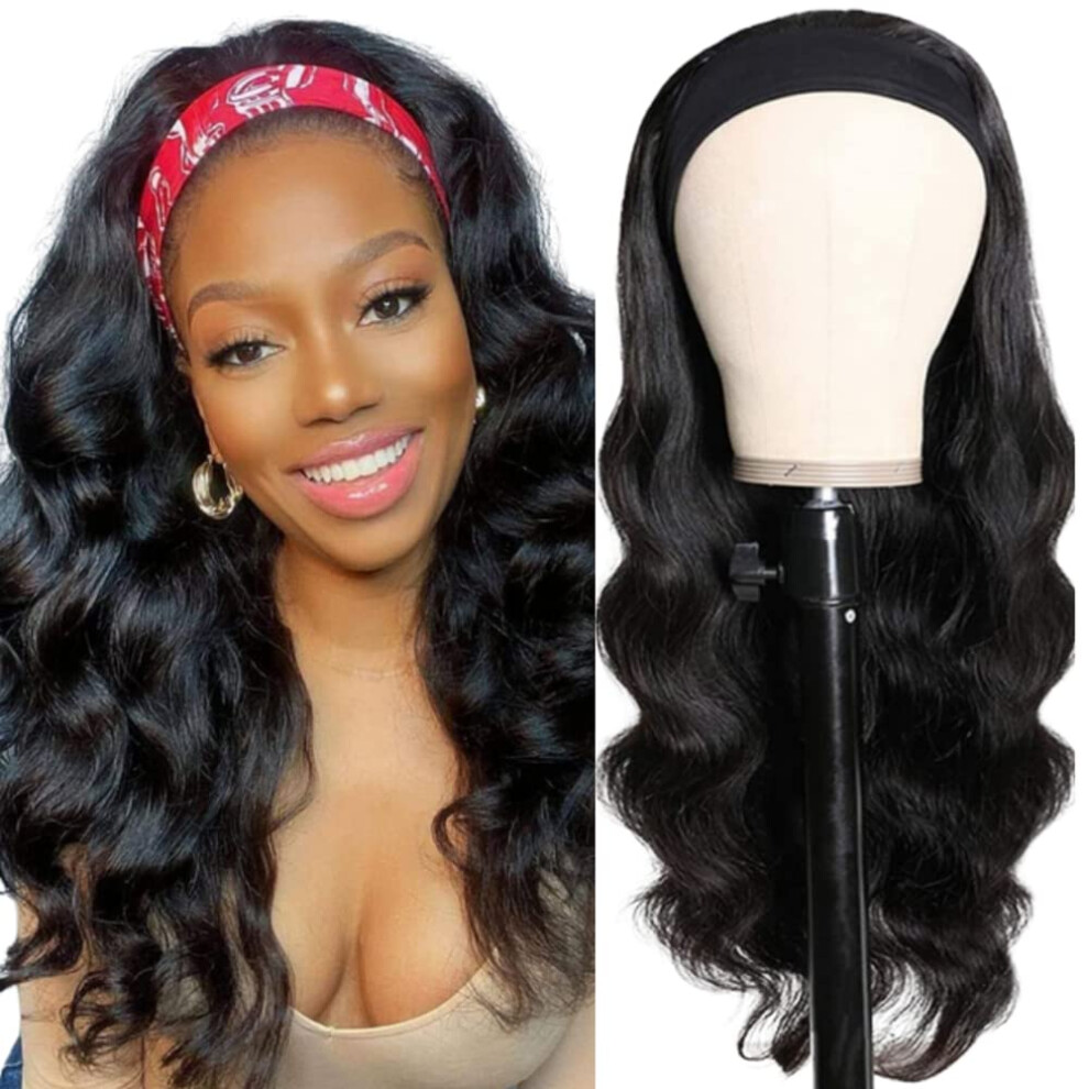 Unisex Human Hair Headband Wig 12 Inch Body Wave Glueless Brazilian Virgin Hair 150% Density