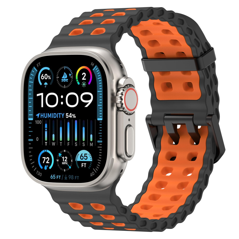 Band For Apple Watch Space Gray Silicone Sport Strap For Ultra 2 49Mm Series 10Â1 DualâTone Secure Fit Orange 9073542656586