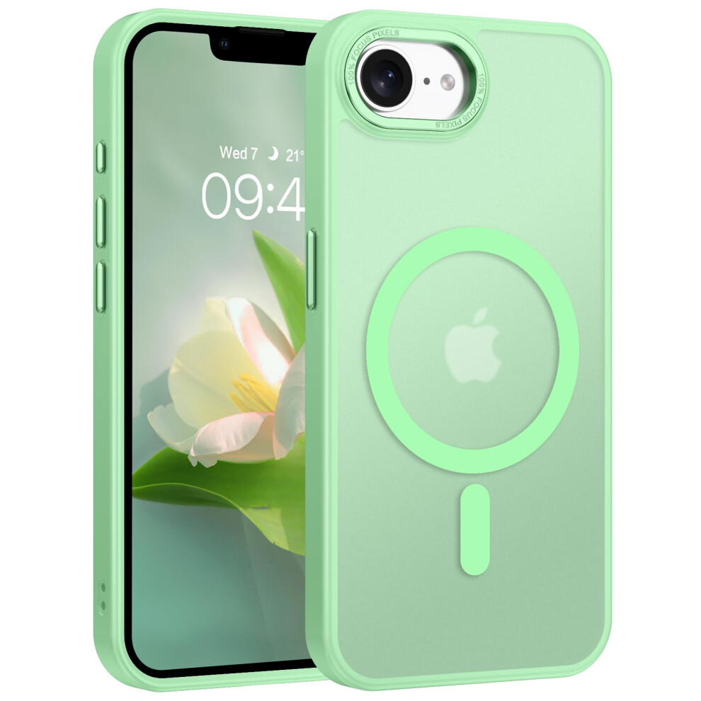 Light Shockproof Slim Translucent Matte Cover With Magnetic Lock And Raised Edge Protection For Magsafe Compatible Iphone 16E Green 9771547518327