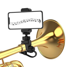 Adjustable Trumpet Phone Lyre Clip, 360Rotation Lyre Music Clip Upgraded Saxophone Phone Holder Mount for Marching Band Trumpet or Cornet Instrument