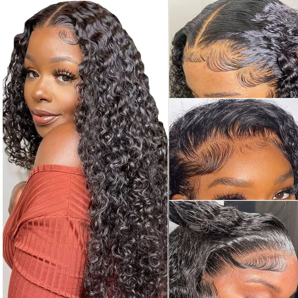 Brazilian Curly Deep Wave Human Hair Lace Front Wig 13x4 Preplucked Natural Hairline 150% Density for Black Women