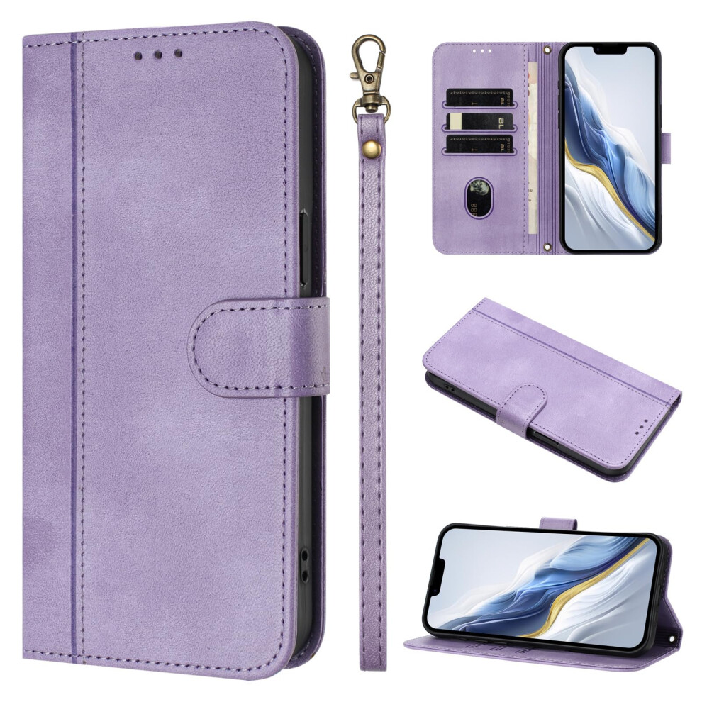 Leather Wallet Case Slim Flip Cover With Card Slots Leather For Iphone 16 Plus Purple 9330225923763