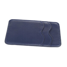 Phone Card Holder PU Leather Stick On Phone Wallet, Two Pockets, Adhesive Back for Smartphones