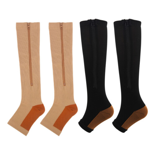 Bas de compression de sport avec fermeture éclair, taille S/M, nylon, Copper Skin/BK 1