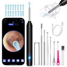 Ear Wax Removal Camera with 1296P HD Otoscope, WiFi Ear Cleaning Kit for iPhone and Android, 16 Spoons