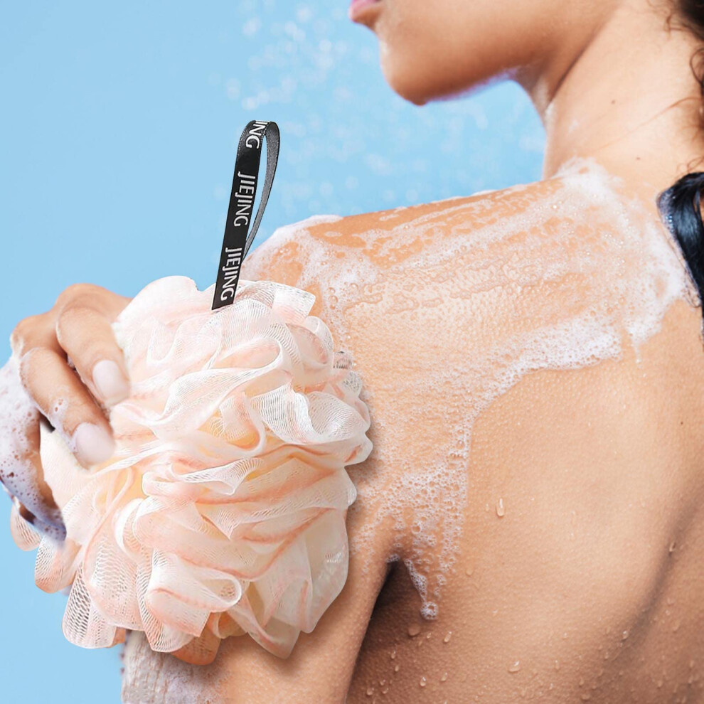 Shower Loofah Sponge Pack with Dense Lather, Gentle Exfoliating Mesh Puff for Men and Women