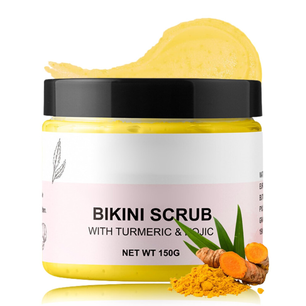 Turmeric Exfoliating Body Scrub with Hydrating Sugar for Sensitive Areas and Smooth Bikini Prep