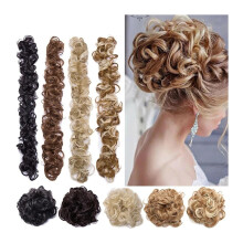 Messy Bun Hair Piece 31.4in Long Tousled Updo Curly Hair Bun Ponytail Extension with Natural Texture Color 22H613
