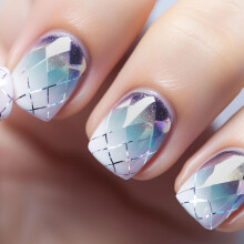 Short Square Press on Nails Purple Blue Smudged Design Glossy Acrylic Full Cover Fake Nails