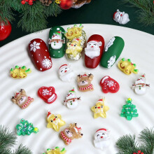 30 Pcs Christmas Nail Charms Set Snowman Santa Festive Flatback Decorations for DIY Nail Art