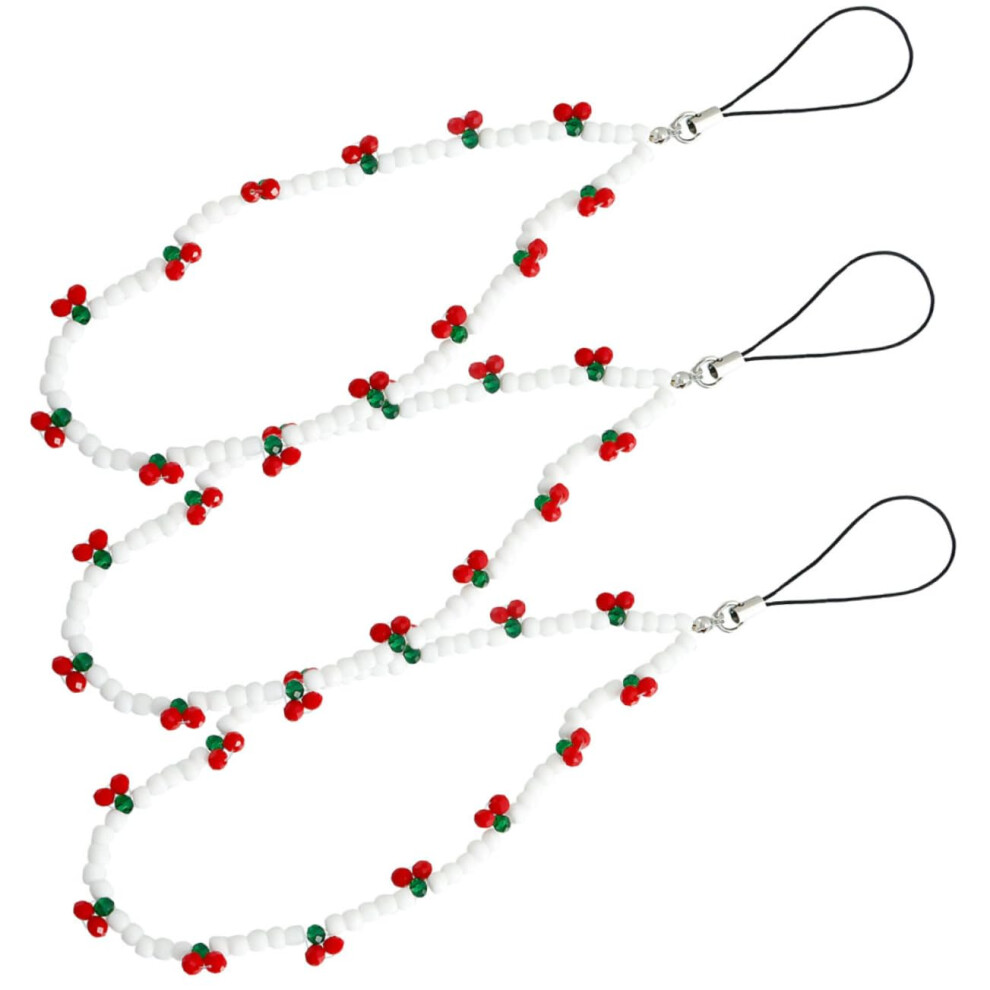 3Pcs Beaded Phone Charm And Lanyard Set For Women, Stylish Handsâ Wrist Strap With Secure Loop 9330225924371