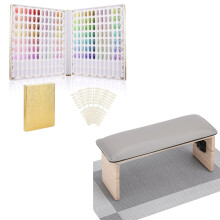 Nail Color Display Chart with 216Slot Numbered Tips, Foldable Swatch Organizer with Armrest