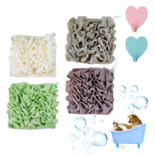 2in1 Bath Loofah Washcloth Set with Drawstring for Bar Soap, Gentle Exfoliation for Face and Body
