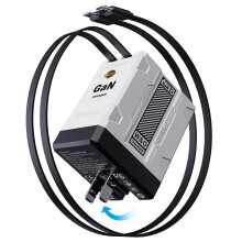 45W GaN Fast Charger with Retractable Dual Cables USB C and Lightning, White Wall Plug for iPhone and Android