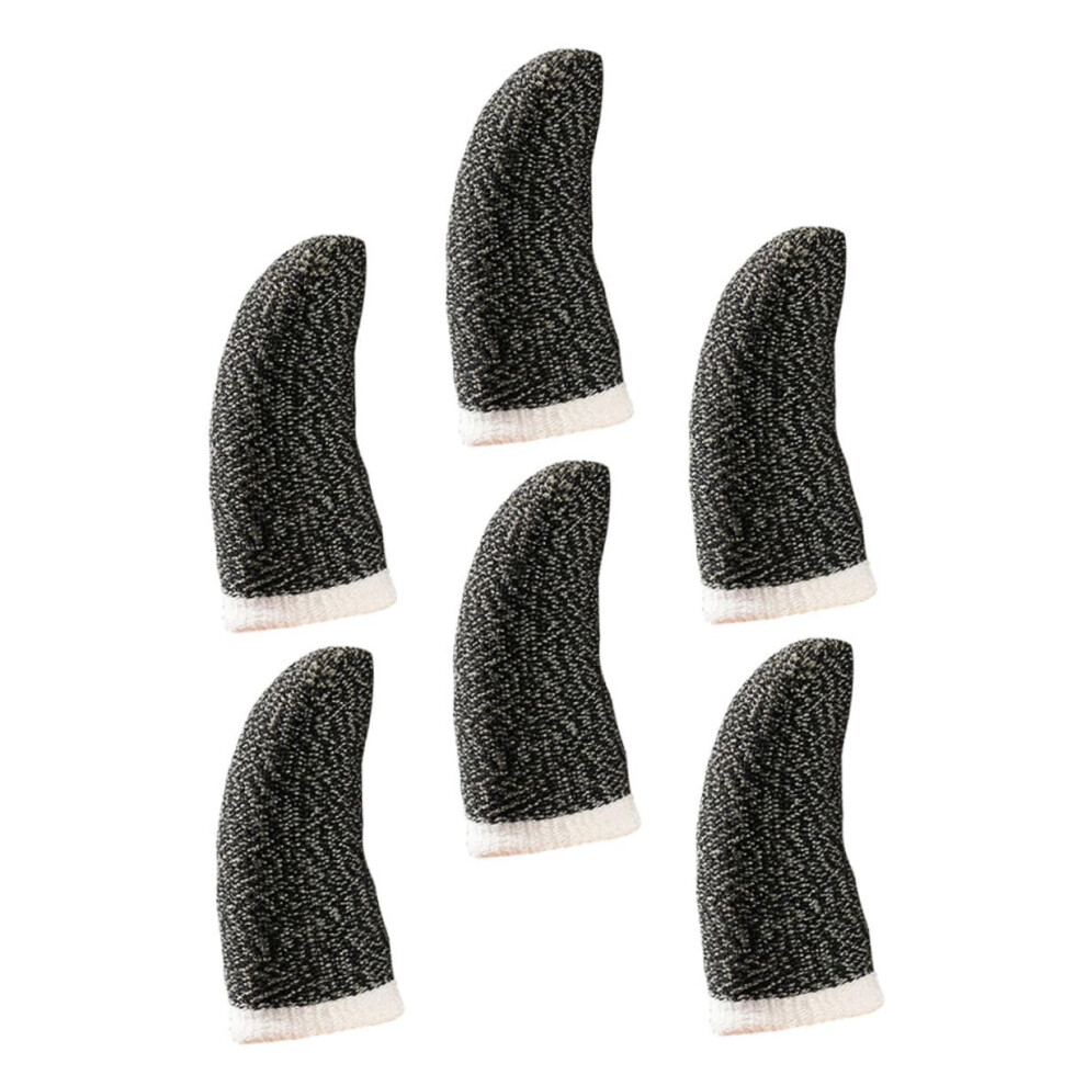 Mobile Gaming Finger Sleeves 6Pcs Breathable Touchscreen Sweatproof Elastic Fit Black 9771547519157