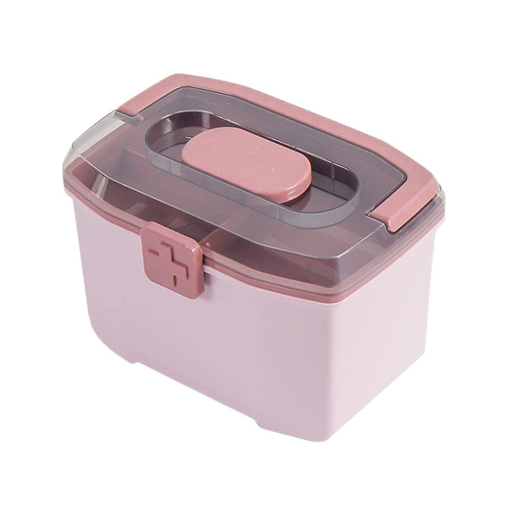 Pink Large First Aid Box With Compartments, Medical Storage Organizer, Large Capacity Design