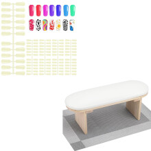 Nail Art Display Book with 720pcs Tips and PU Leather Manicure Arm Rest with Solid Wood Base