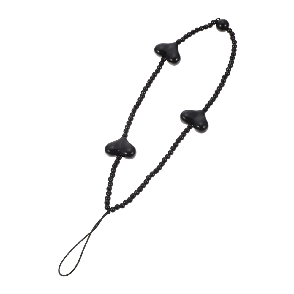 Phone Lanyard Wrist Strap, Antidrop Antiloss Detachable Heart Chain, Universal Fit Acrylic Black 9073542657200