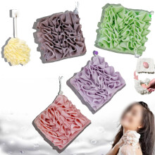 4PCS 2in1 Shower Loofah and Washcloth with Soap Holder Drawstring for Gentle Exfoliation