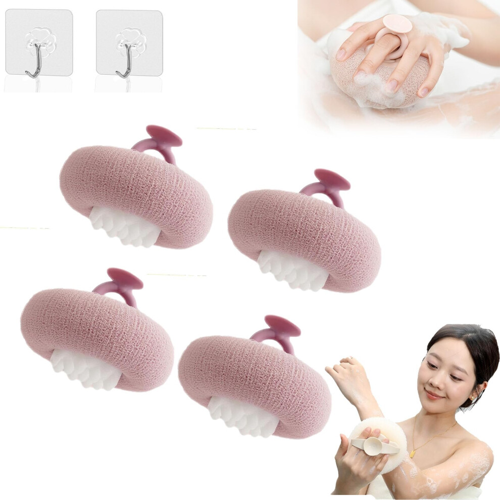 Sunflower Bath Sponge with Suction Cup, 2in1 Exfoliating Shower Loofah for Gentle Body Care
