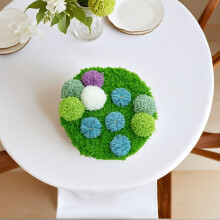 DIY Moss Coaster Kit for Adults Rug Hooking Set with Tools Yarn Blue 3D Design Home Decor